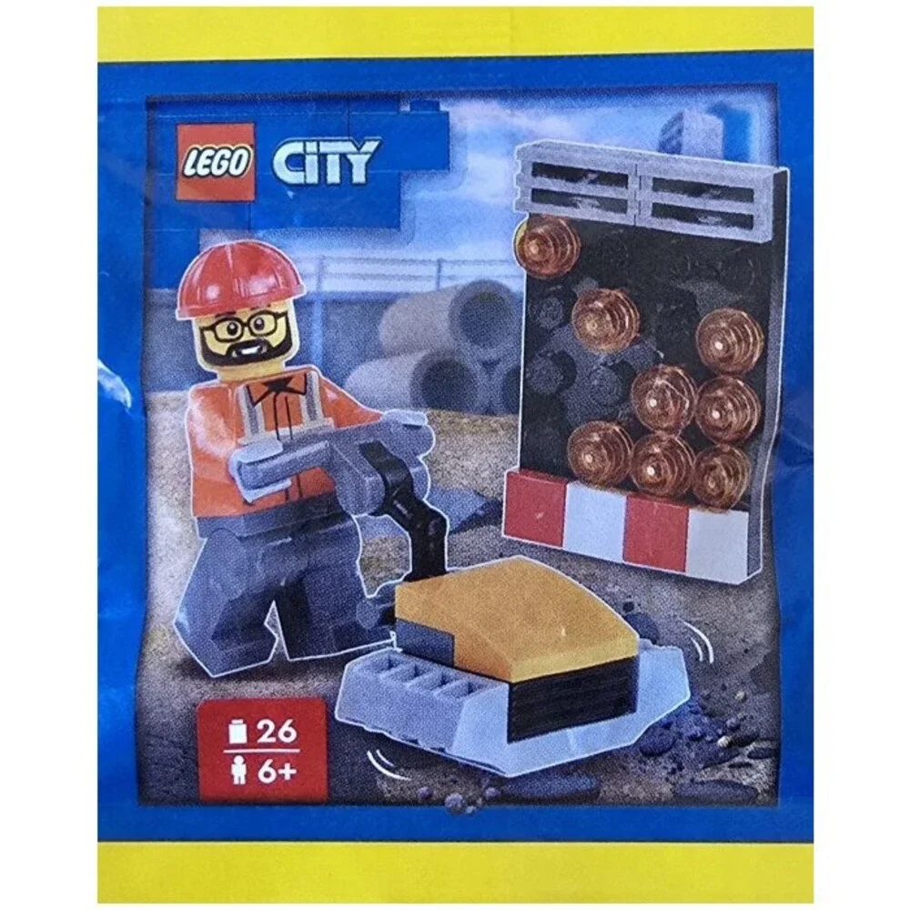 LEGO City Construction Worker with Vibration Plate Paper Bag 952510 (SEALED) - Picture 1 of 1